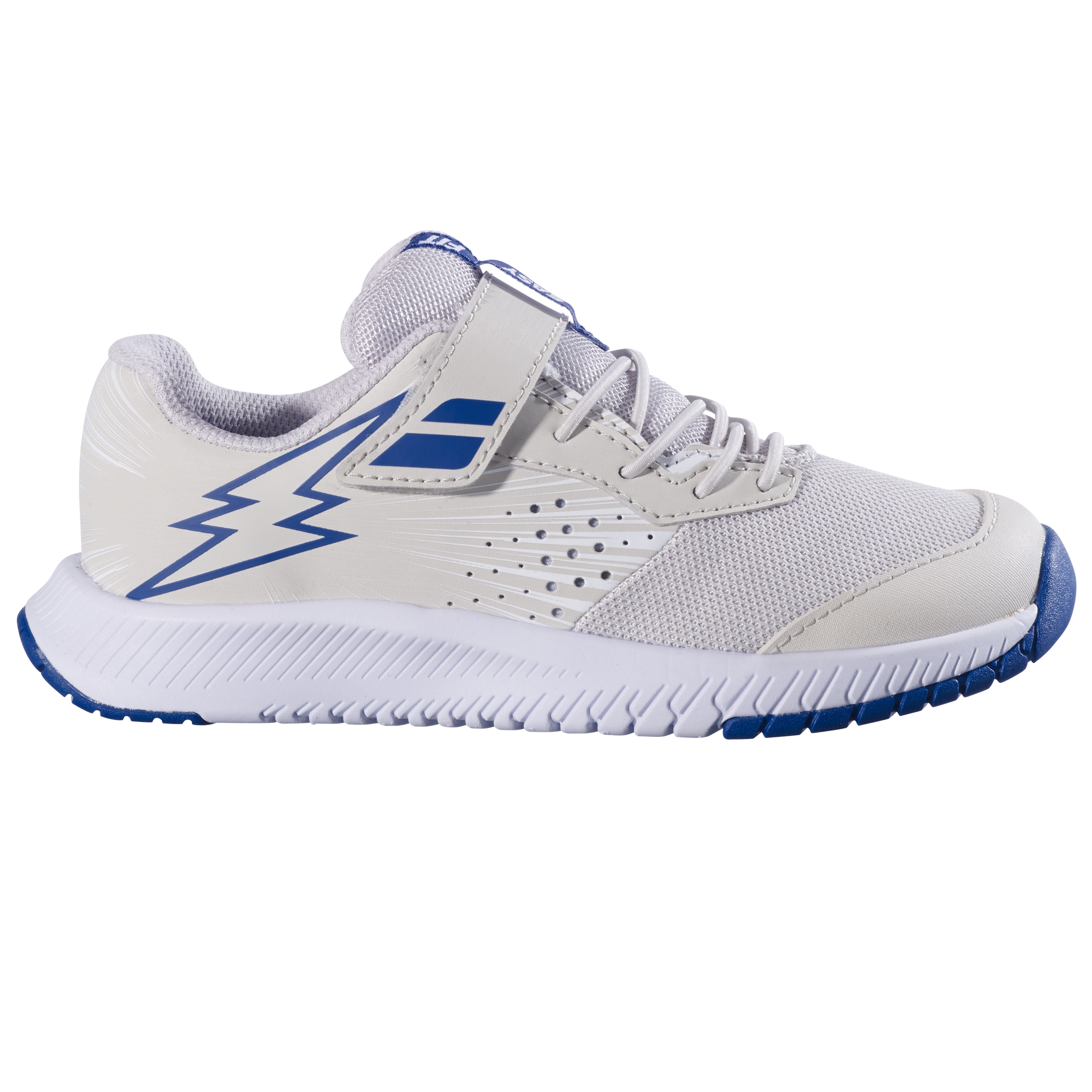 Babolat Pulsion AC Enfant – Chaussures De Tennis Toutes Surfaces, Légères & Respirantes – Blanc/Bleu – Confort Junior